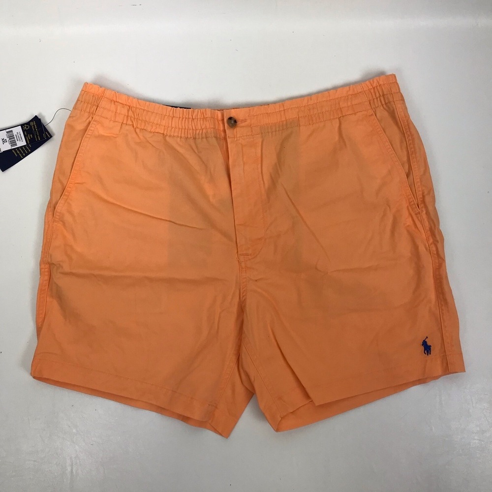 Polo Ralph Lauren Shorts Men's XXL Orange Royal Blue Pony Stretch Classic Fit 6"